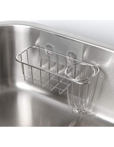 Soporte de Esponja HULISEN 3-en-1 Acero Inoxidable Plata