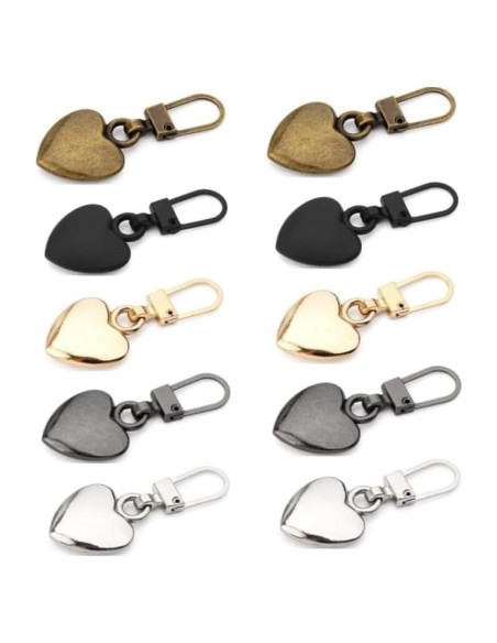 10 Tiradores de Cremallera Corazón Multicolor Xinjincang