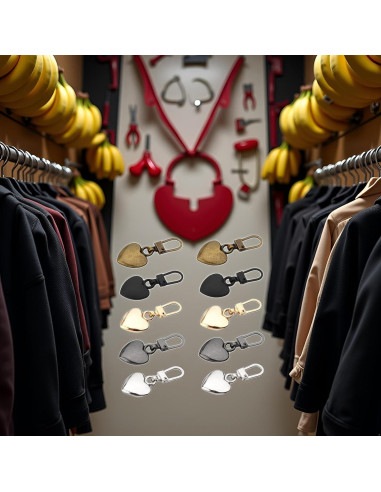 10 Tiradores de Cremallera Corazón Multicolor Xinjincang