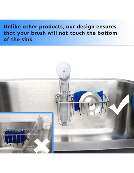 Soporte de Esponja HULISEN 3-en-1 Acero Inoxidable Plata