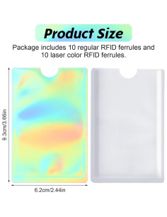 20 Fundas Bloqueadoras RFID Lusofie Plata y Plata Láser 2