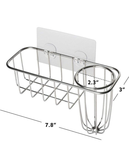Soporte de Esponja HULISEN 3-en-1 Acero Inoxidable Plata