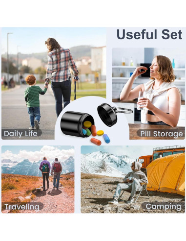 Estuche para Pastillas Portátil Nrevichng 2 Paquetes Negro y Gris