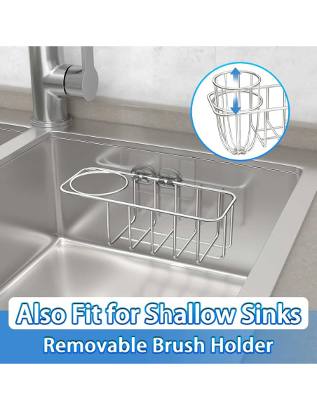 Soporte de Esponja HULISEN 3-en-1 Acero Inoxidable Plata