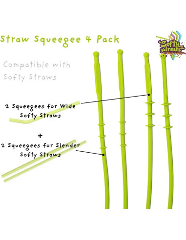 Herramienta de Limpieza de Pajitas Softy - 4 Piezas Silicona