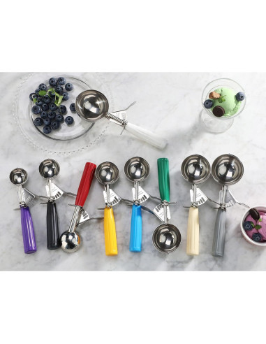 Cucharón de Porciones Ishphso Acero Inoxidable 2oz Mango Azul