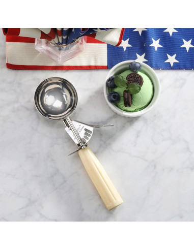 Cucharón de Porciones Ishphso Acero Inoxidable 2oz Mango Azul