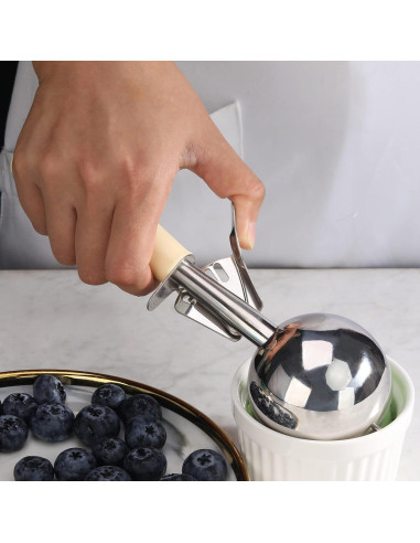 Cucharón de Porciones Ishphso Acero Inoxidable 2oz Mango Azul