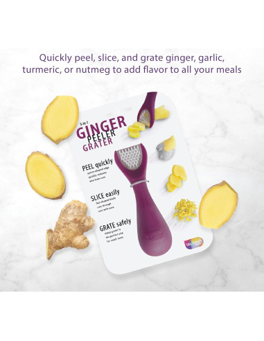 Pelador de Jengibre 3-en-1 Talisman Designs - Rallador y Cortador