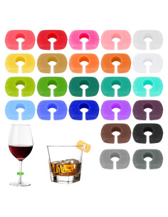 24 Marcadores de Copas de Vino Silicona Coloridos Lnngub