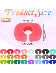 24 Marcadores de Copas de Vino Silicona Coloridos Lnngub 2