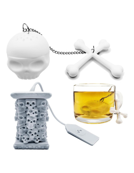 Infusores de Té de Silicona HADEWEITE 2 Pcs Calavera y Torre