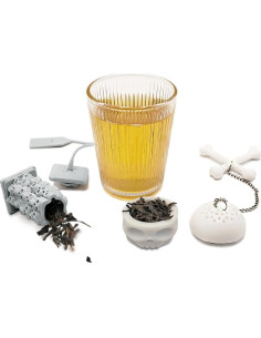 Infusores de Té de Silicona HADEWEITE 2 Pcs Calavera y Torre 2