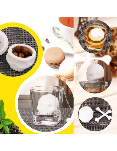 Infusores de Té de Silicona HADEWEITE 2 Pcs Calavera y Torre