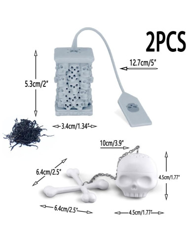 Infusores de Té de Silicona HADEWEITE 2 Pcs Calavera y Torre