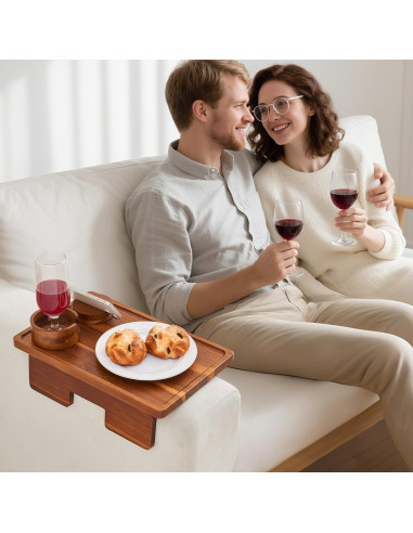 Mesa de Brazo de Sofá GEHE de Madera de Acacia 39.1x24.9 cm