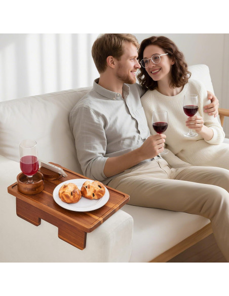 Mesa de Brazo de Sofá GEHE de Madera de Acacia 39.1x24.9 cm