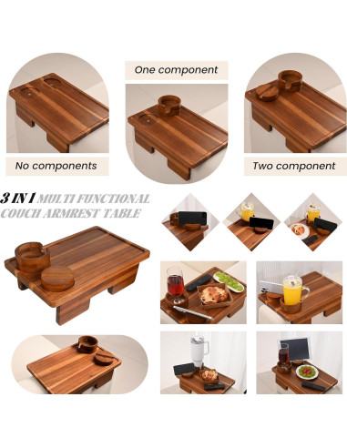 Mesa de Brazo de Sofá GEHE de Madera de Acacia 39.1x24.9 cm