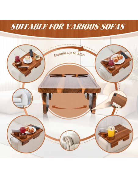 Mesa de Brazo de Sofá GEHE de Madera de Acacia 39.1x24.9 cm