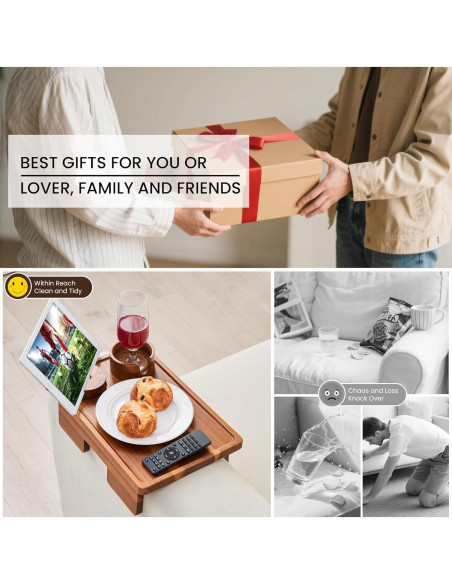 Mesa de Brazo de Sofá GEHE de Madera de Acacia 39.1x24.9 cm