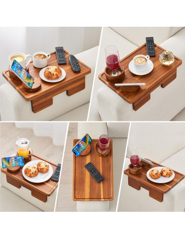 Mesa de Brazo de Sofá GEHE de Madera de Acacia 39.1x24.9 cm