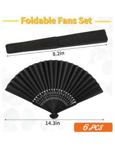 6 Abanicos de Mano Plegables Negros para Mujeres - DIY 2