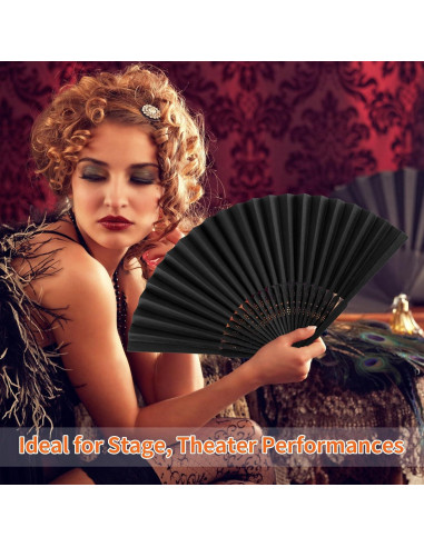 6 Abanicos de Mano Plegables Negros para Mujeres - DIY