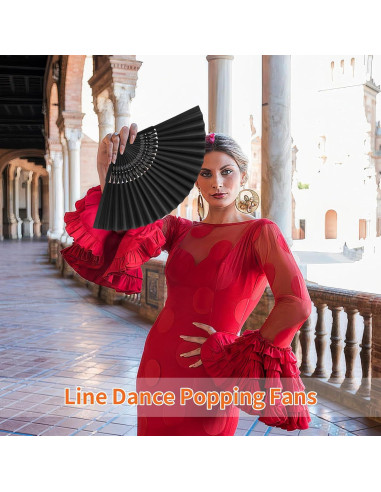 6 Abanicos de Mano Plegables Negros para Mujeres - DIY