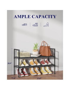 Zapatero Kitsure 2 Niveles Negro - Organizador de Calzado 70.1x30x53.1 cm 2