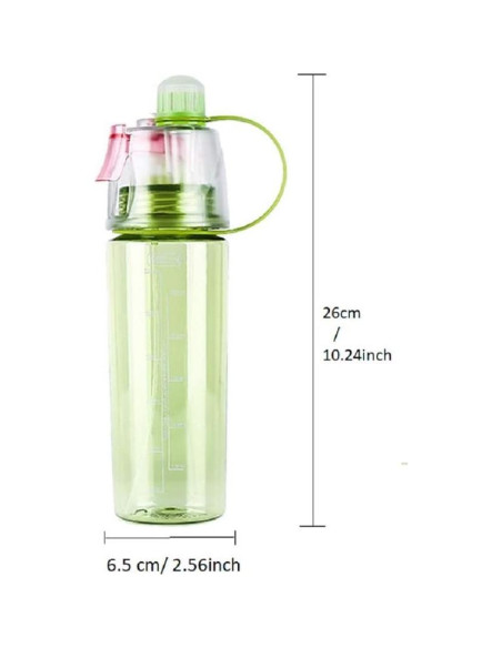 Botella de Agua Deportiva FveBzem 600ml con Spray y Popote