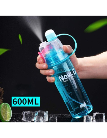 Botella de Agua Deportiva FveBzem 600ml con Spray y Popote