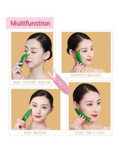 Herramienta Gua Sha Portátil YESHLiky Rosa - Masajeador Multifuncional