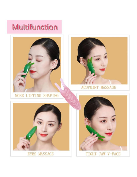 Herramienta Gua Sha Portátil YESHLiky Rosa - Masajeador Multifuncional
