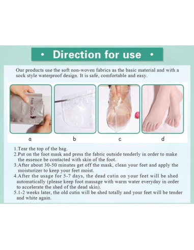 Mascarilla Exfoliante para Pies HODAF - 2 Paquetes, Suaves y Rejuvenecidos