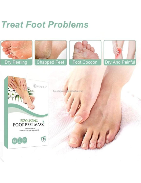 Mascarilla Exfoliante para Pies HODAF - 2 Paquetes, Suaves y Rejuvenecidos