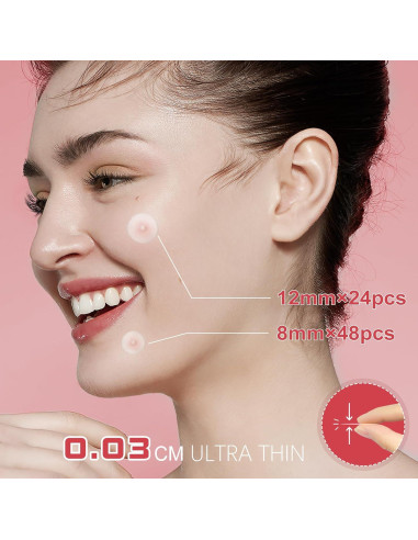 72 Parches Hidrocoloides para Acné Invisibles - Cuidado Facial