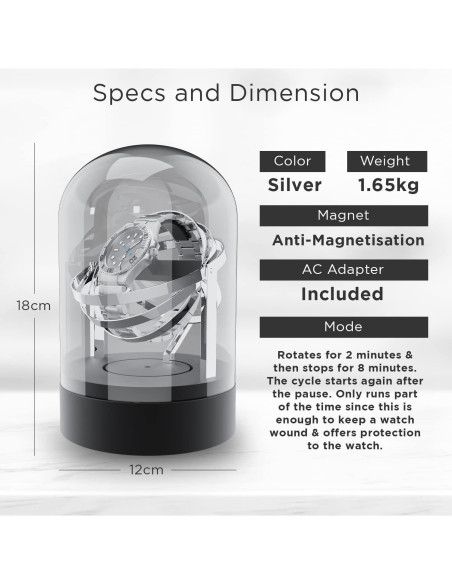 Enrollador Automático de Reloj Elestoria Orbit Individual Plata