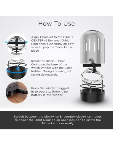 Enrollador Automático de Reloj Elestoria Orbit Individual Plata