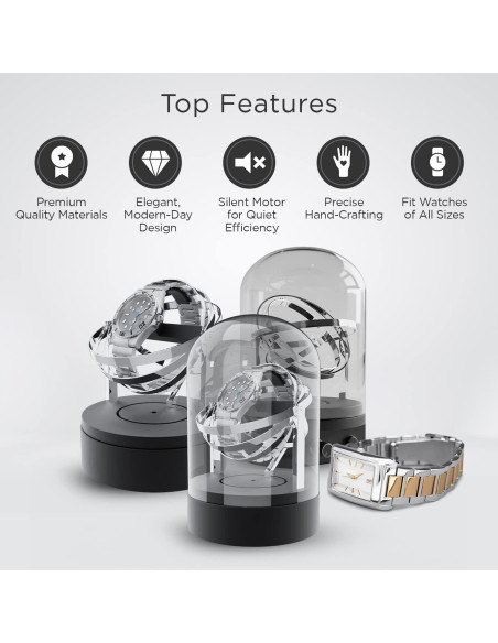 Enrollador Automático de Reloj Elestoria Orbit Individual Plata