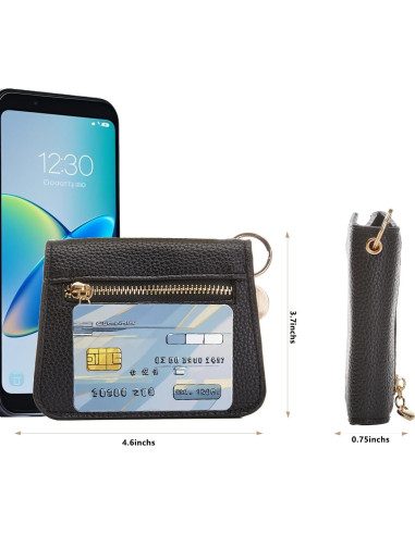 Monedero Llavero RFID Aonald Negro con Pulsera y Ventana ID