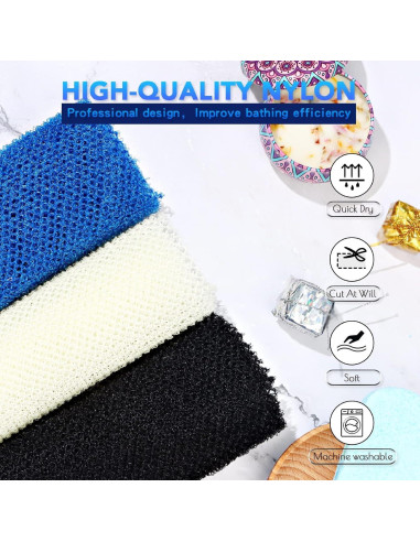 Esponja de Baño Exfoliante UJFQBH 3 Piezas Nylon 80 cm