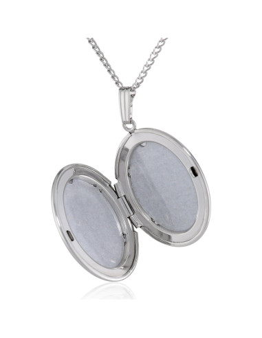 Collar de Plata de Ley Amazon Essentials con Colgante Ovalado Flores