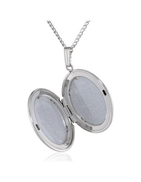 Collar de Plata de Ley Amazon Essentials con Colgante Ovalado Flores