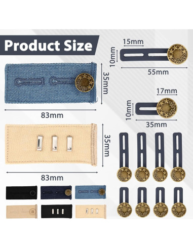 Extensores de Cintura KOICDO 14 Piezas Ajustables para Pantalones