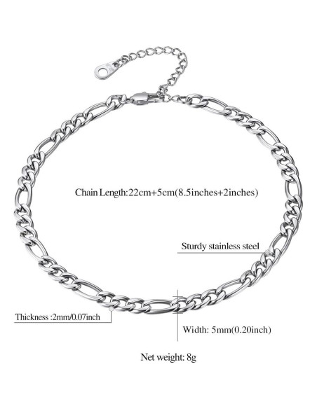 Pulsera de Tobillo FindChic de Acero Inoxidable 21.6 cm