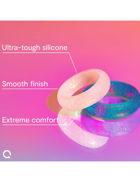 Anillo de Silicona QALO para Mujeres Talla 7 Color Pixie Dust