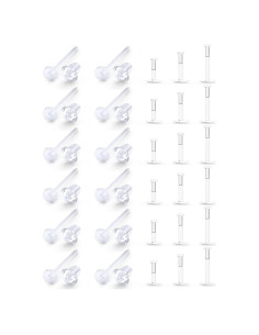 Pines de Aretes Transparentes Ftovosyo - 12 Piezas, 20G y 16G