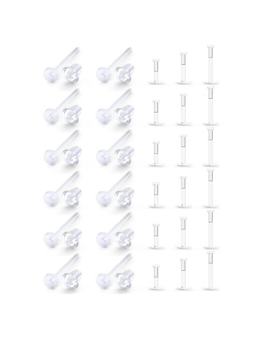 Pines de Aretes Transparentes Ftovosyo - 12 Piezas, 20G y 16G