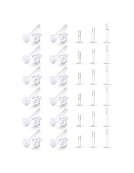 Pines de Aretes Transparentes Ftovosyo - 12 Piezas, 20G y 16G