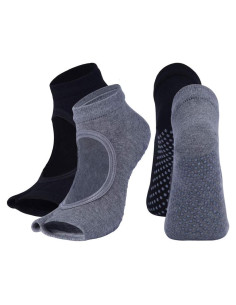 2 Pares de Calcetines de Yoga Antideslizantes para Mujeres Talla 5-8